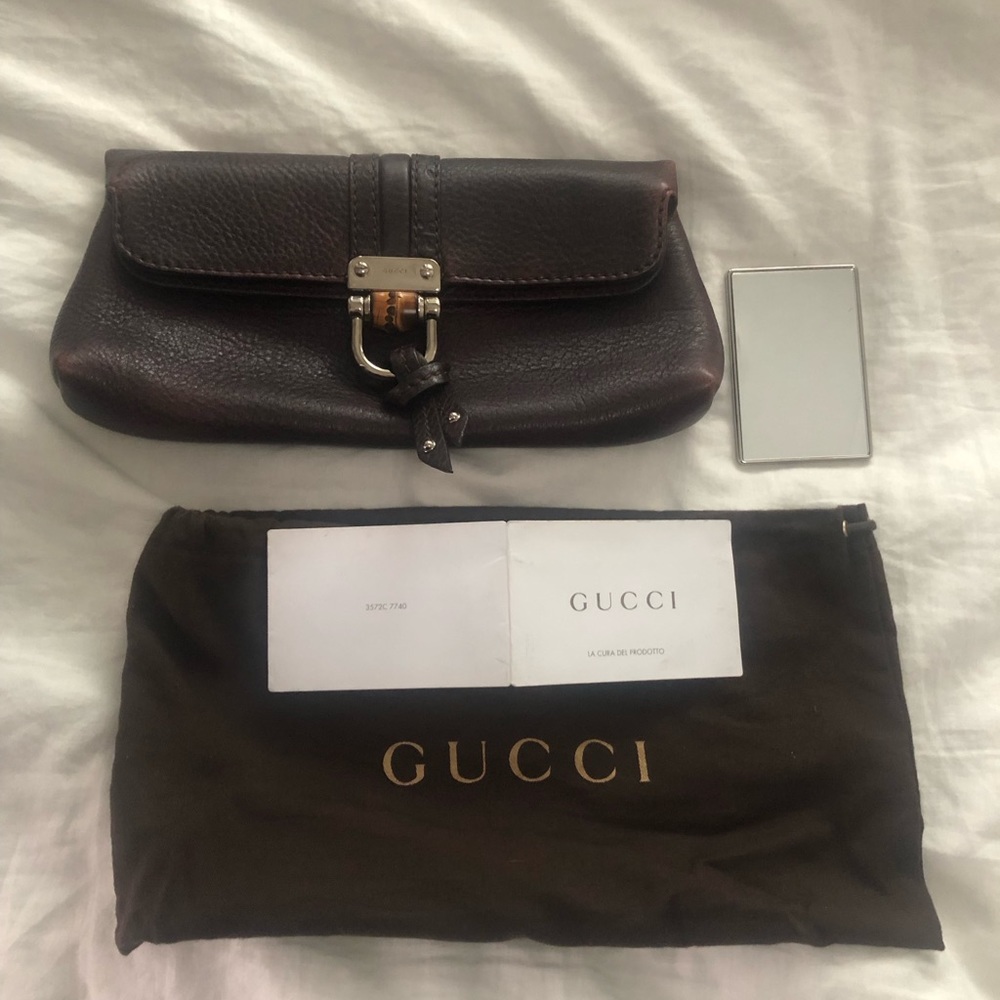 Gucci - maroon leather with bamboo accent - Picture 11 of 13